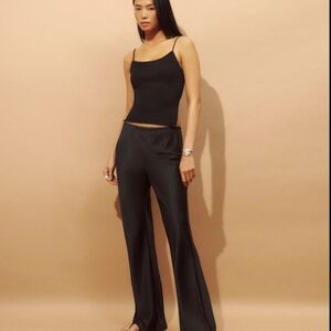 Reformation Gale Satin Mid Rise Bias Pant Black - Size XS